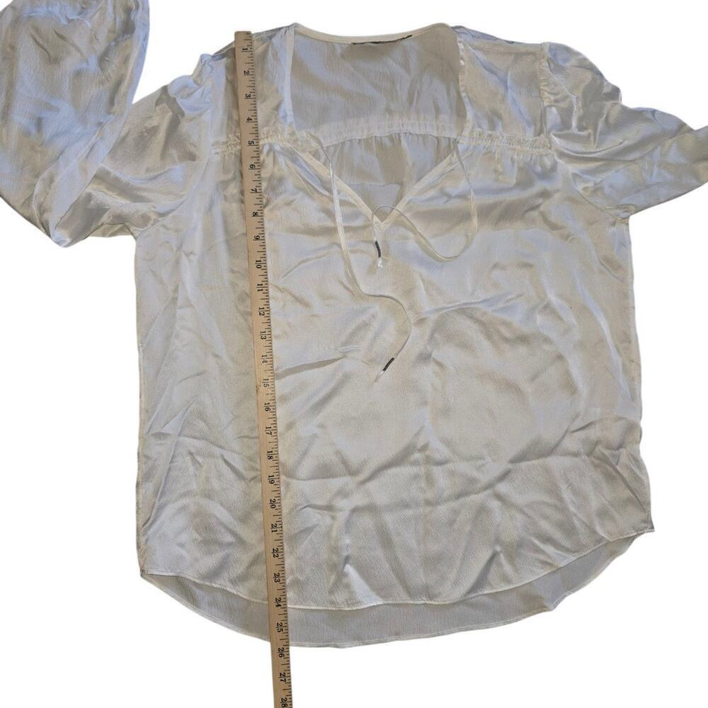 Go By Go Silk V-Neck Flowy White Elastic Cuffs L Lightweight Popover 100% Silk - Picture 6 of 8